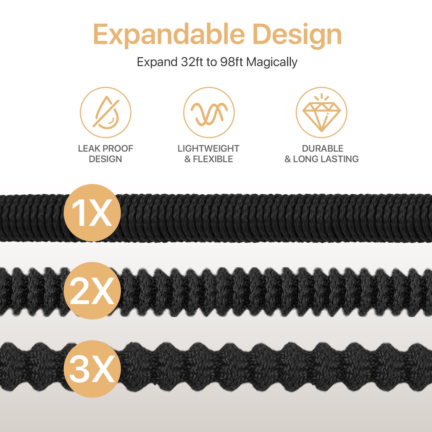 Expandable Garden Hose with Solid Brass Fittings