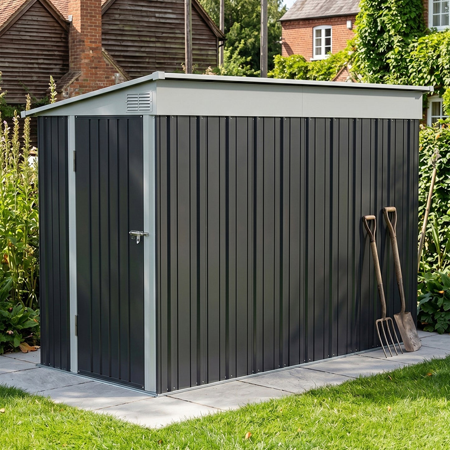 4x9 FT Pent Roof Garden Tool Shed Outdoor Patio Storage House