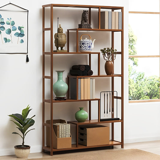7-Tier Wooden Bookcase Display Stand