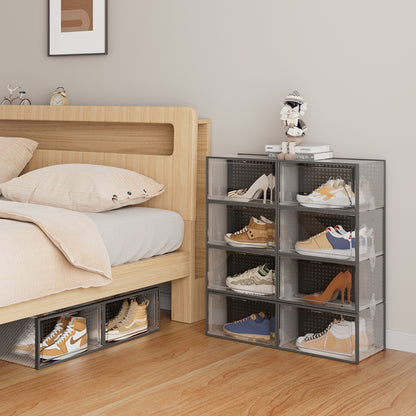 Set of 12 Clear Plastic Stackable Shoe Storage Box