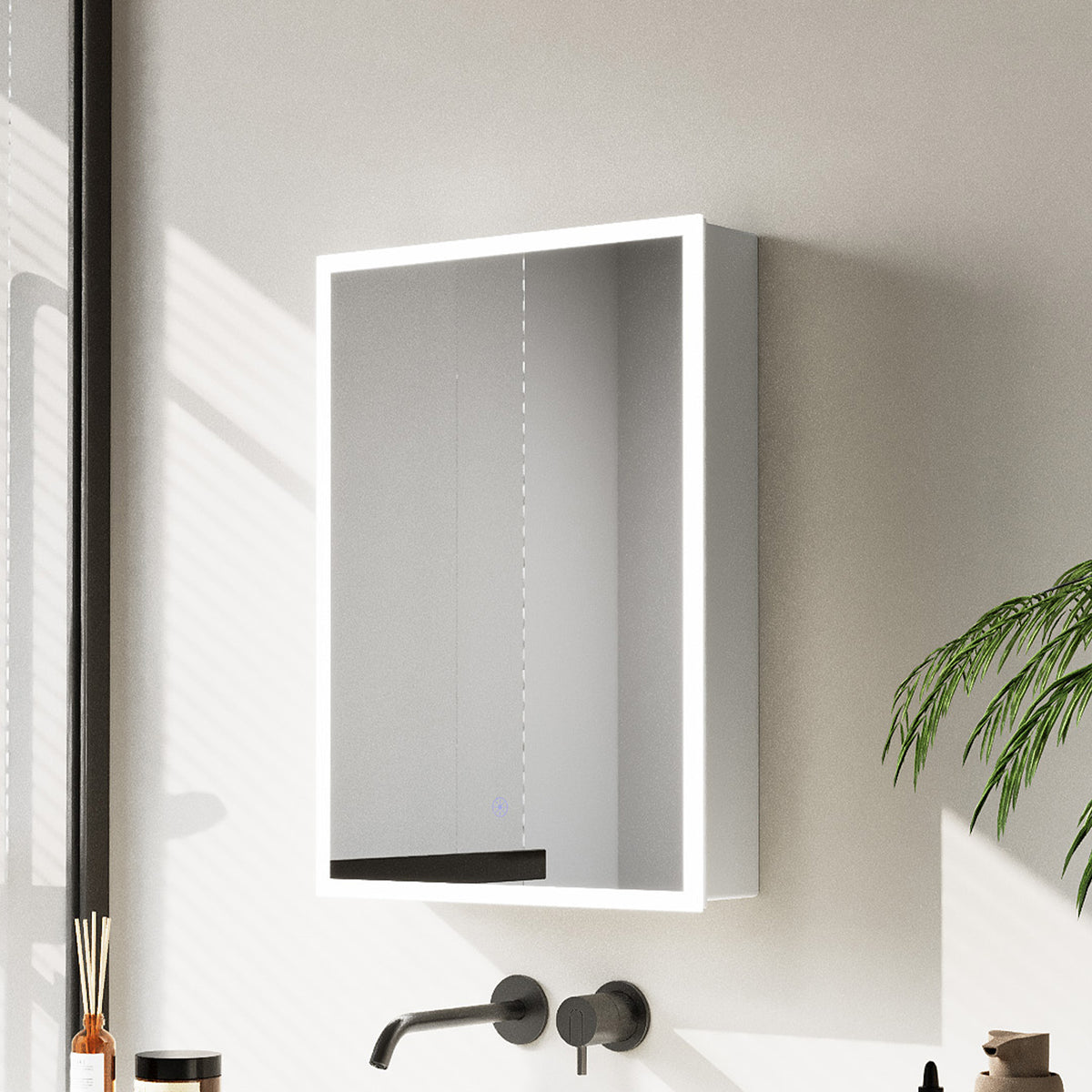 Rectangular Wall Mount Mirror Cabinet with LED Lighting