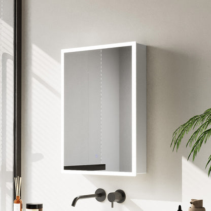 Rectangular Wall Mount Mirror Cabinet with LED Lighting