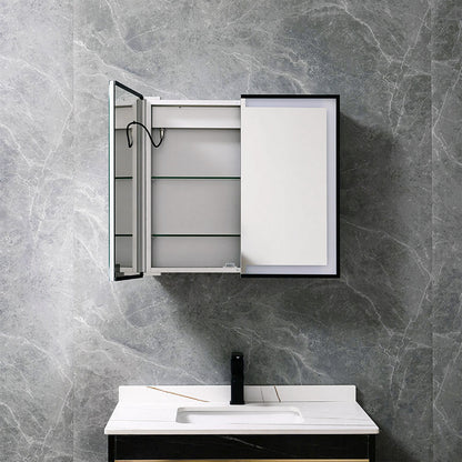 Wall-Mounted Bathroom LED Mirror Cabinet with Adjustable Shelves