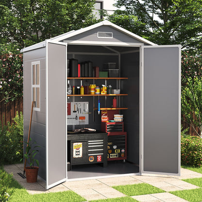 6 x 4.4 ft Plastic Garden Storage Shed with Apex Roof & Double Doors