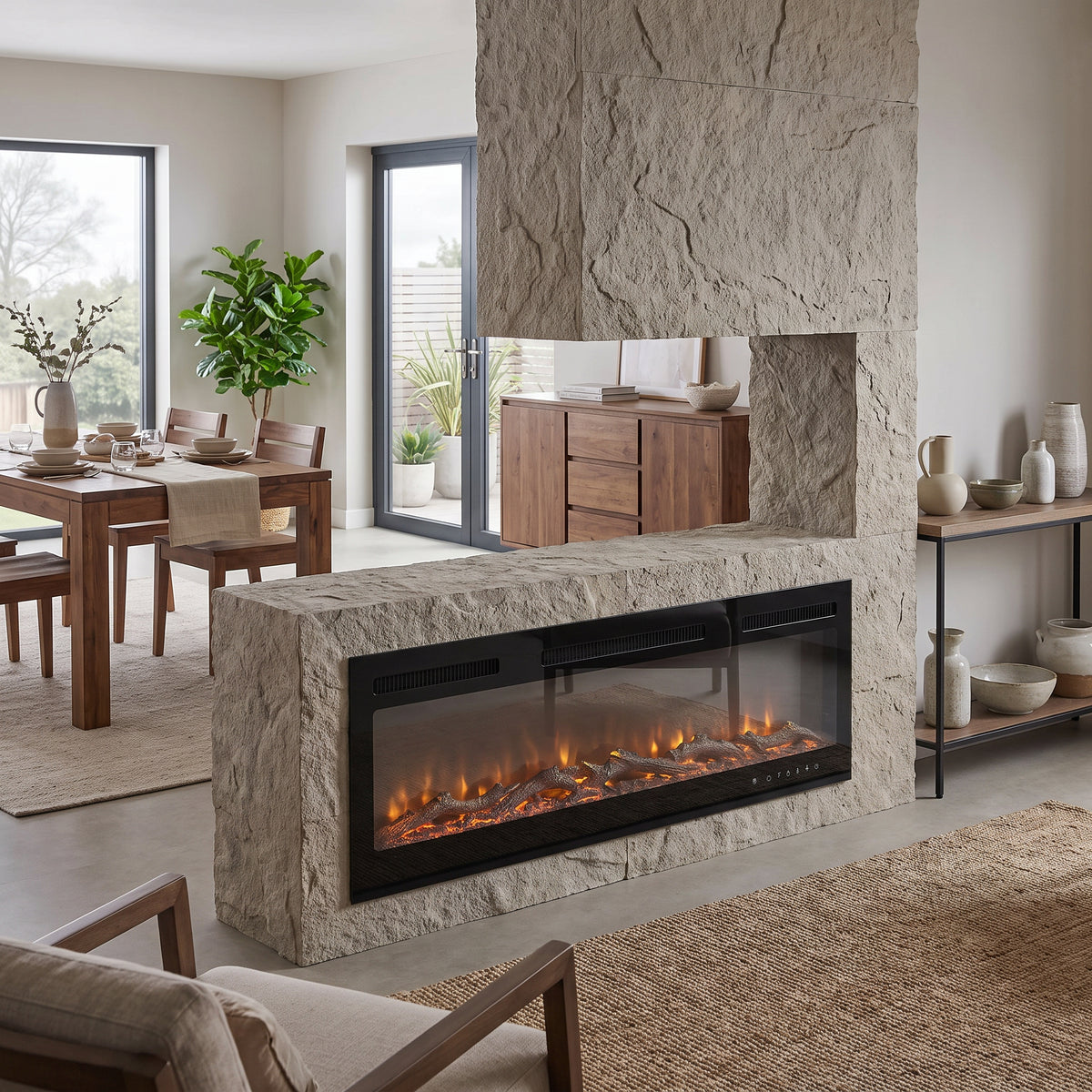 40–70 Inch Smart Electric Fireplace with 12 Flame Colours