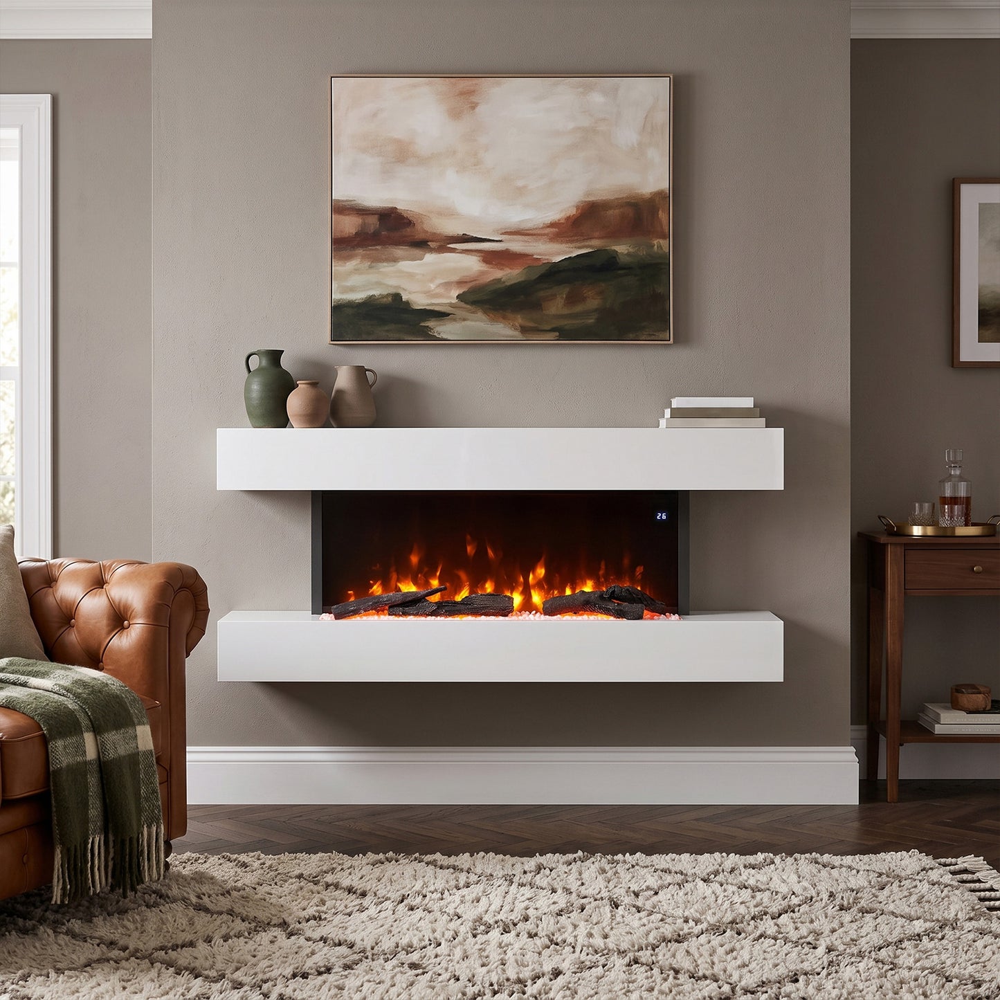 Wall-Mounted Electric Fireplace with Remote Control