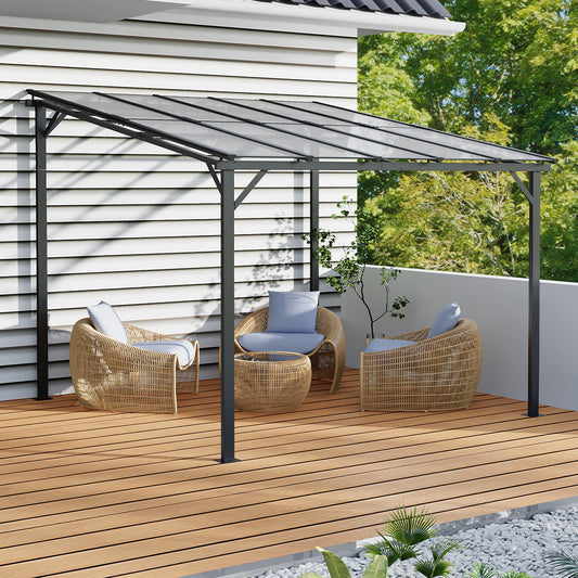 3 x 3M Wall Mounted Canopy Gazebo Polycarbonate Roof Patio Shelter