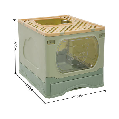 Foldable Cat Litter Box Top Entry Anti-Splashing Cat Toilet