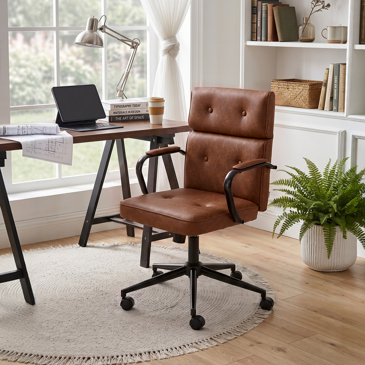 Swivel & Height Adjustable Office Chair with High Back