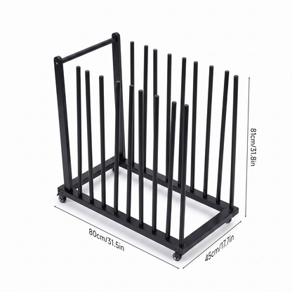 9 Slots Wooden Canvas Art Storage Rack with Castors