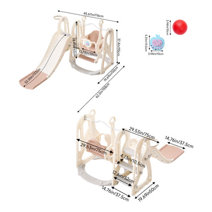 4-in-1 Kids Slide & Swing Set with Basketball Hoop