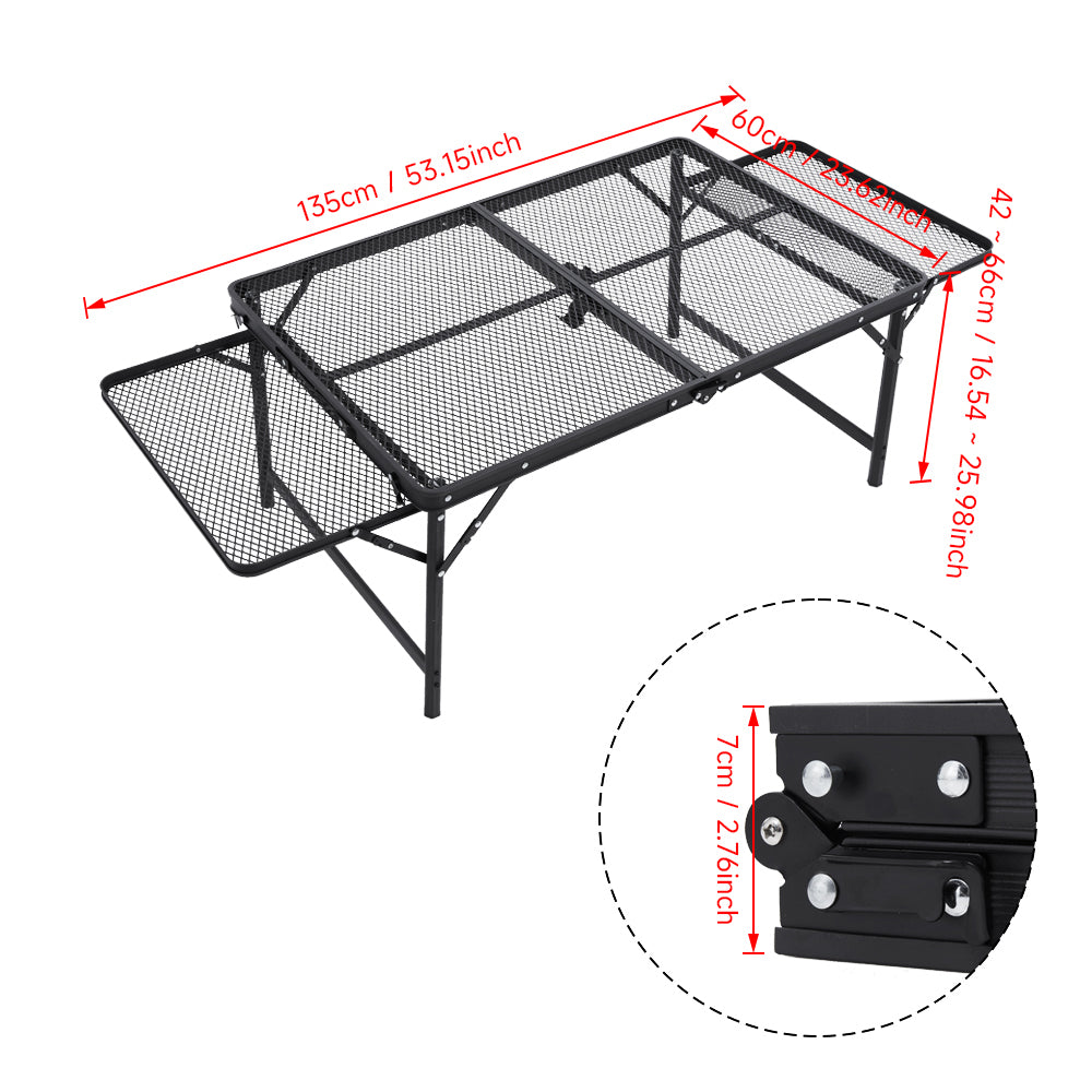 Outdoor Portable Height-Adjustable Folding Camping Table