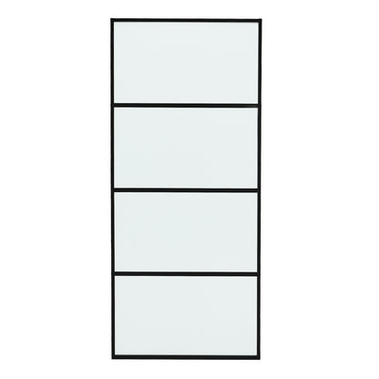 Clear and Smooth Glass Black Barn Door with Sliding Hardware Kit
