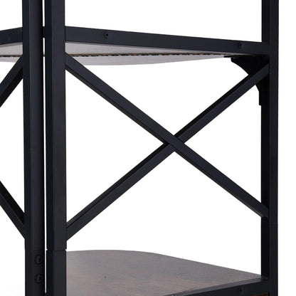 5-Tier Corner Bar Cabinet with Built-in Power Outlet and LED Lights
