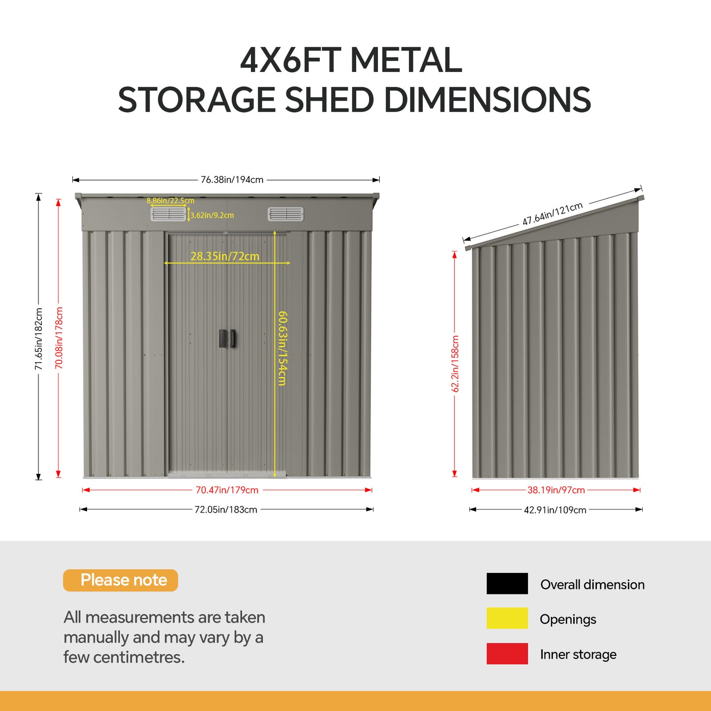 4 x 6FT Metal Garden Storage Shed