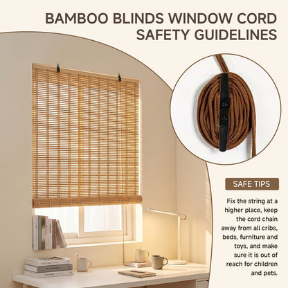 Natural Roll-Up Bamboo Blinds for Windows