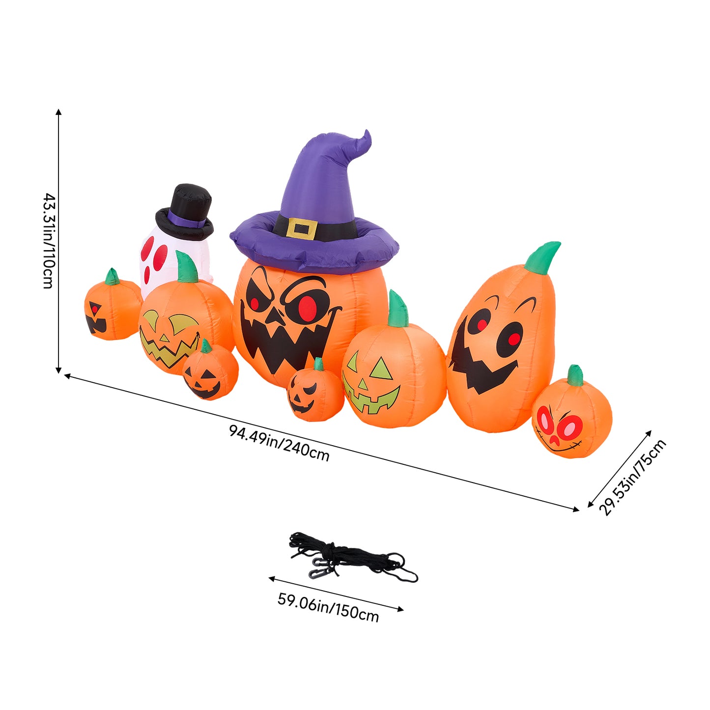 8ft Halloween Inflatable Pumpkin Outdoor Decorations with Ghost