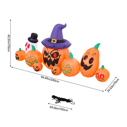 8ft Halloween Inflatable Pumpkin Outdoor Decorations with Ghost