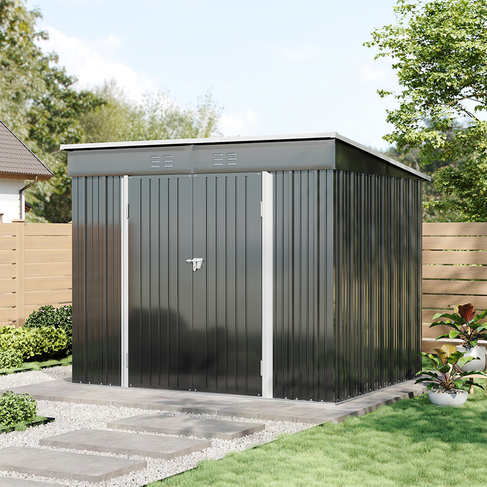 6x8FT Metal Garden Shed with Foundation