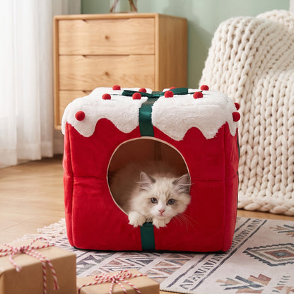 2-in-1 Pet House with Reversible Cushion & Non-Slip Bottom