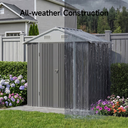 6x8FT Metal Garden Storage Shed with Lockable Door