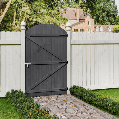 Grey Semi Braced Arch Top Strong Wooden Garden Gate