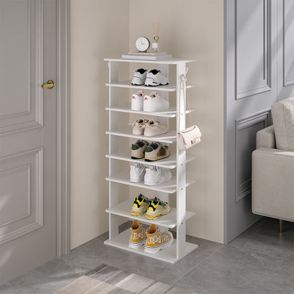 Natural Wood 8-Tier Shoe Rack for Entryway