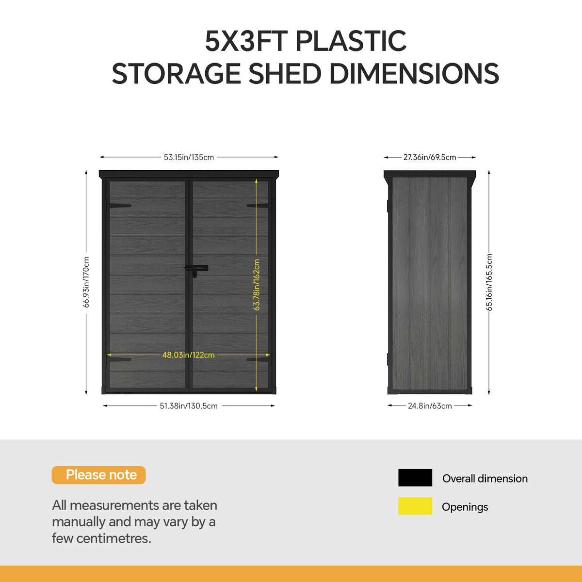 5x3 FT Outdoor Garden Tool Storage Shed