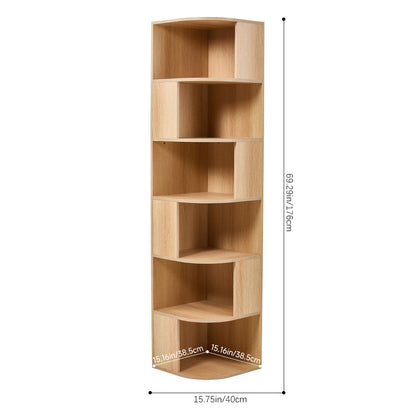 6-Tier Wooden Corner Storage Shelf