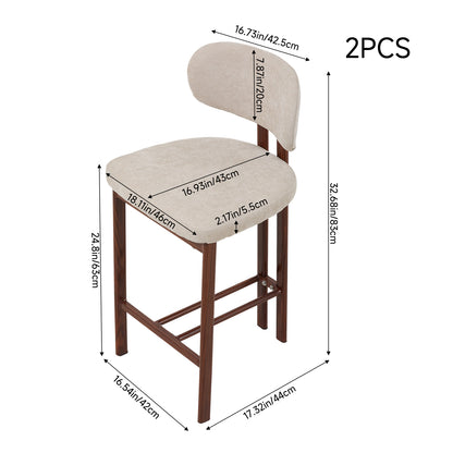 Set of 2 Upholstered Bar Stools