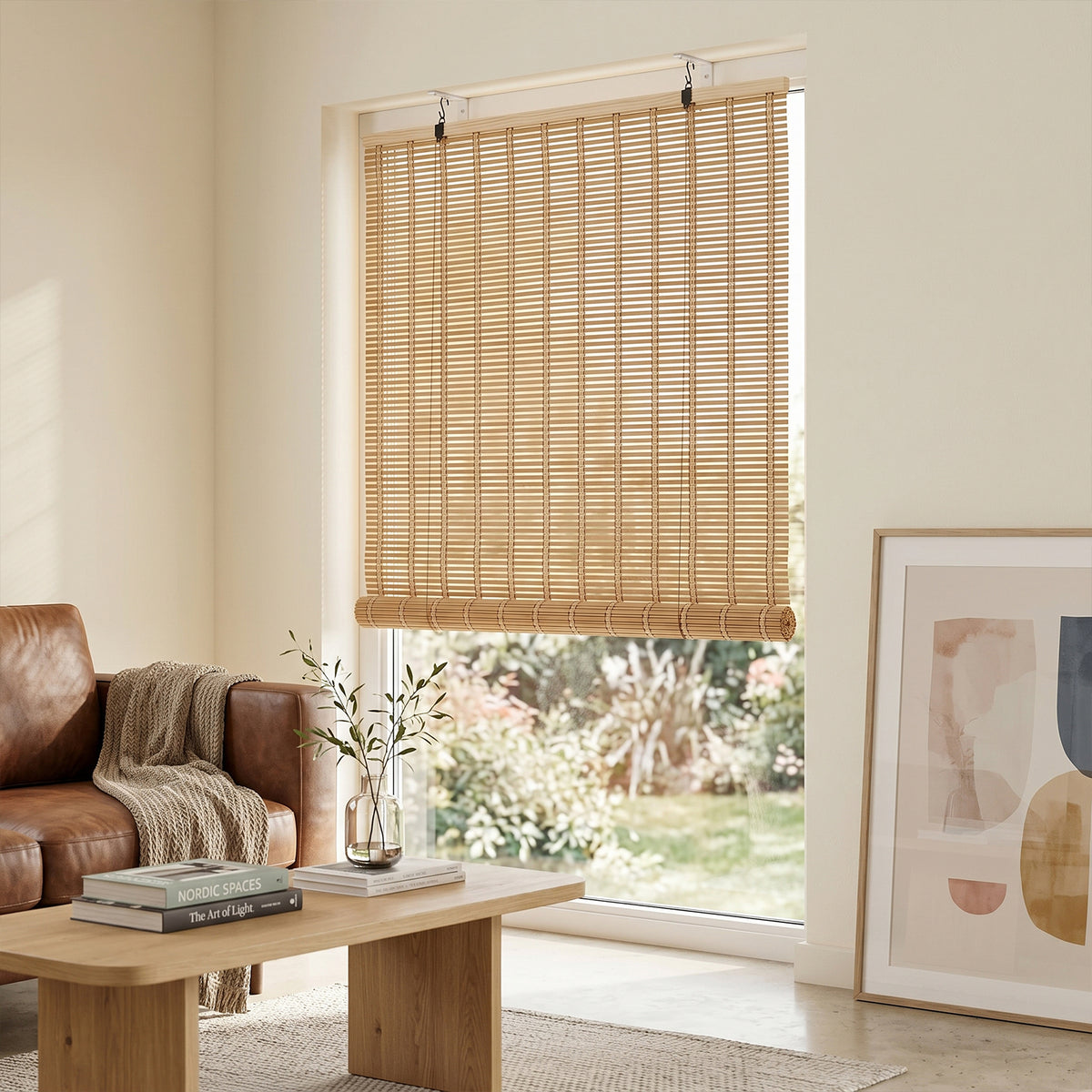 Natural Roll-Up Bamboo Blinds for Windows