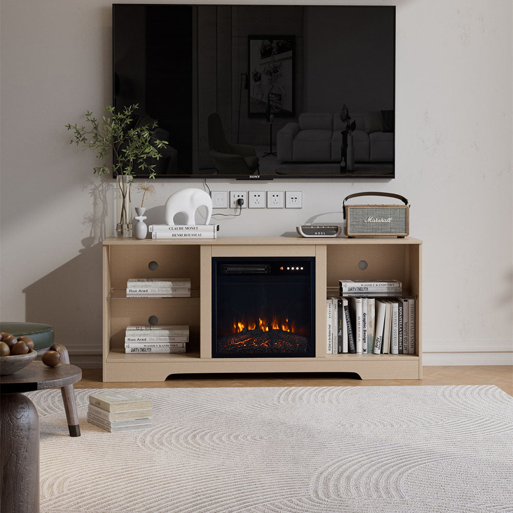 TV Stand Electric Fireplace Adjustable Flame with Remote Control