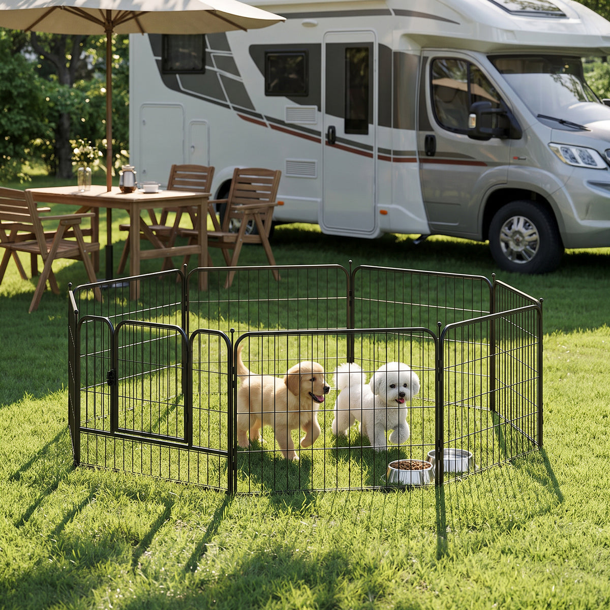 8-Panel Metal Pet Playpen with Gate
