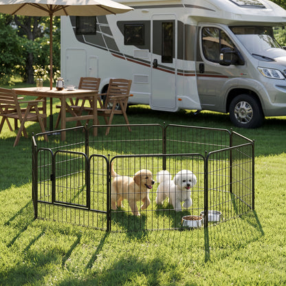 8-Panel Metal Pet Playpen with Gate