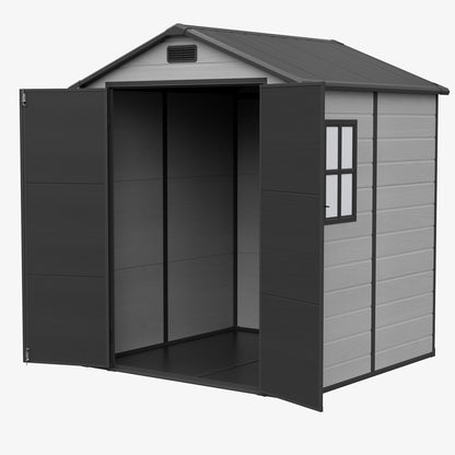 6 x 6 ft Plastic Garden Storage Shed with Apex Roof & Double Doors