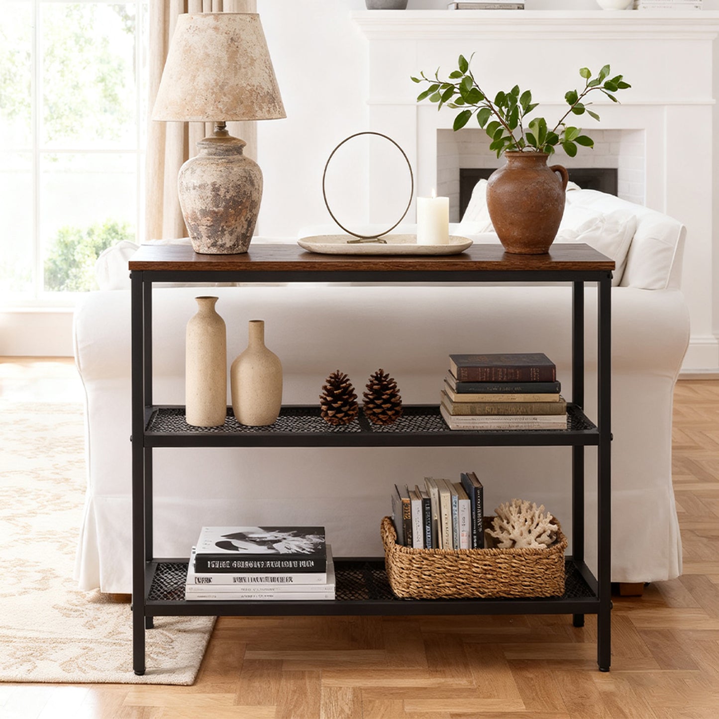 3-Tier Industrial Console Table