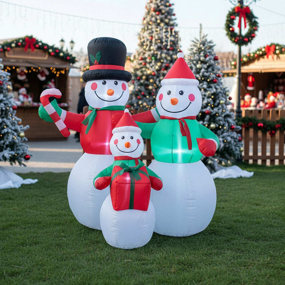 6ft Christmas Inflatable Snowman Family Decorations with LED Lights