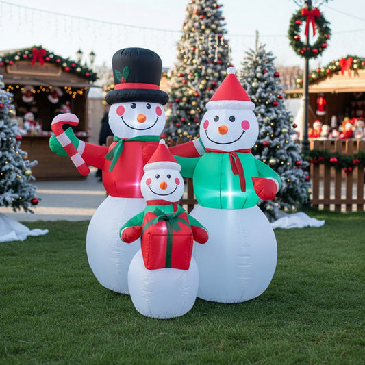 6ft Christmas Inflatable Snowman Family Decorations with LED Lights