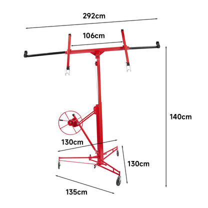 11 Ft Plasterboard Lifter with Rolling Casters Panel Hoist