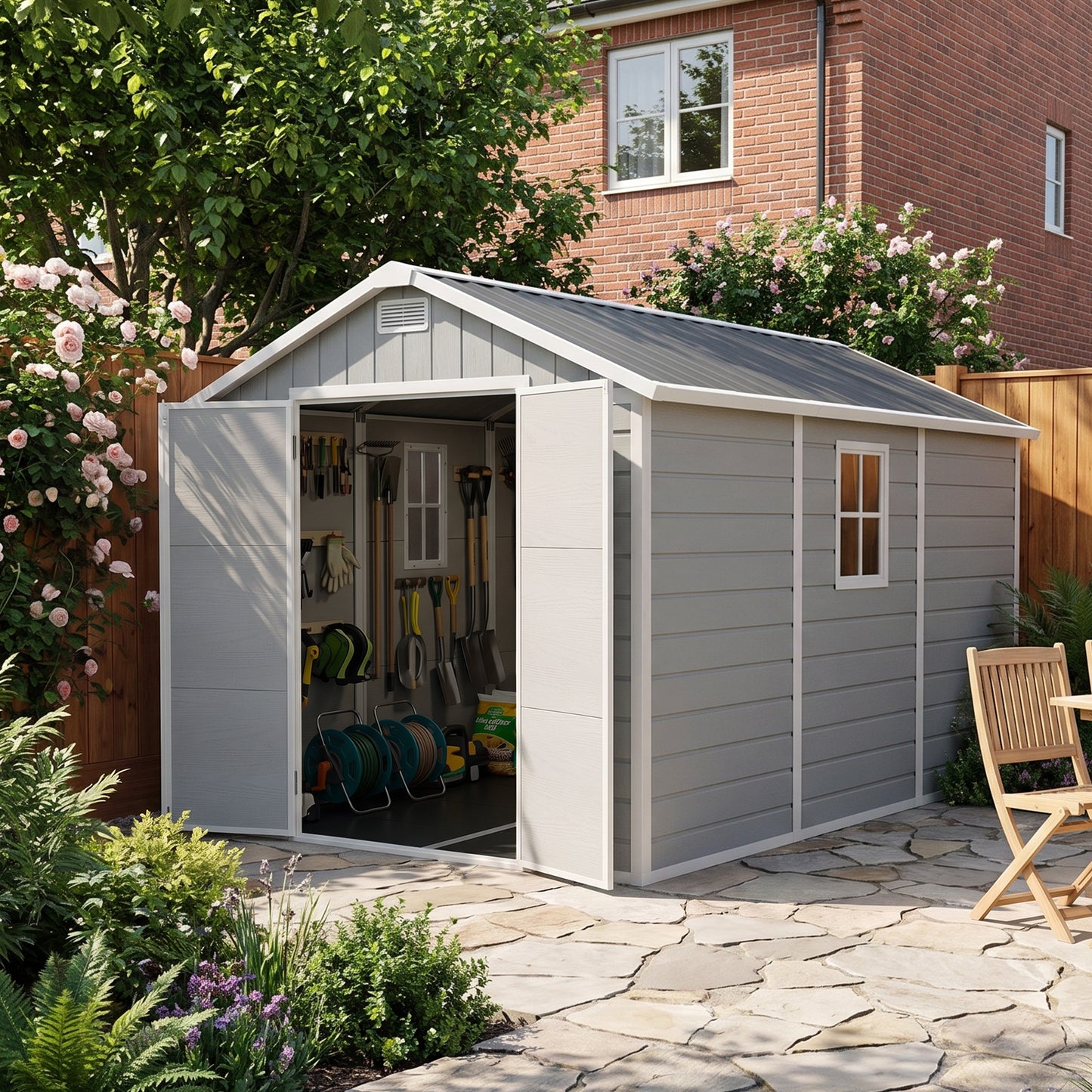 8X12FT Outdoor Aluminum & PP Storage Shed