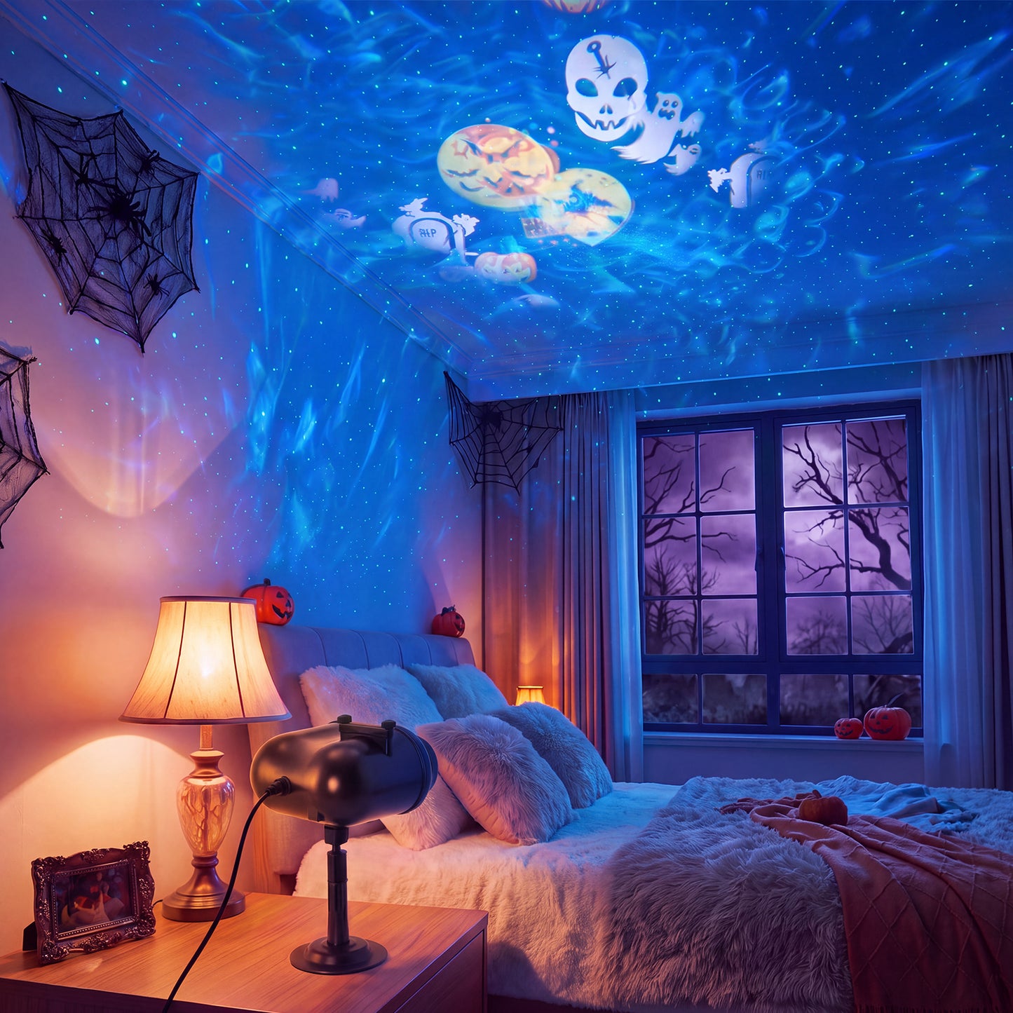16W 10-LED Projector Light with Laser Star Effect & 10 Interchangeable Festive Slides