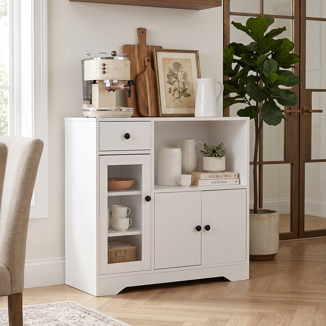 Wooden Sideboard Storage Cabinet with 3 Doors and 1 Drawer