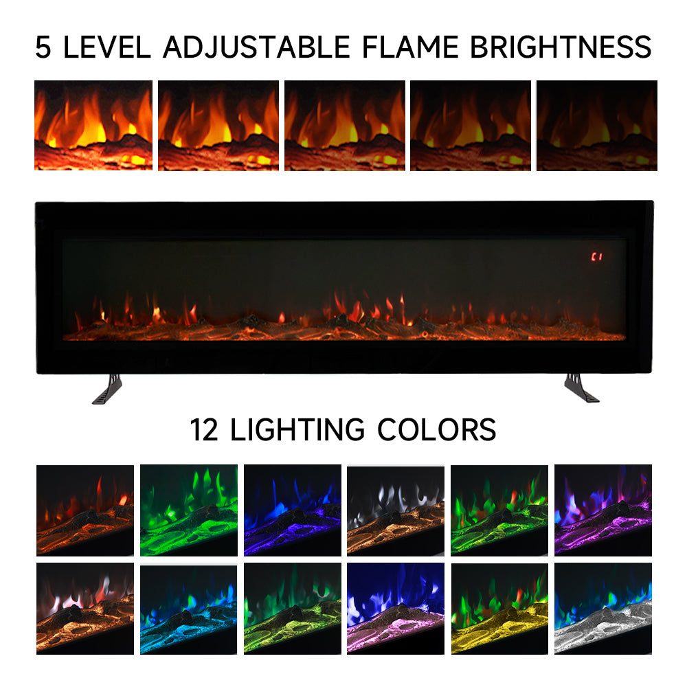 70/80 Inch 3-in-1 Electric Fire with 12 Flame Colours & Remote Control