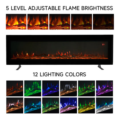 70/80 Inch 3-in-1 Electric Fire with 12 Flame Colours & Remote Control