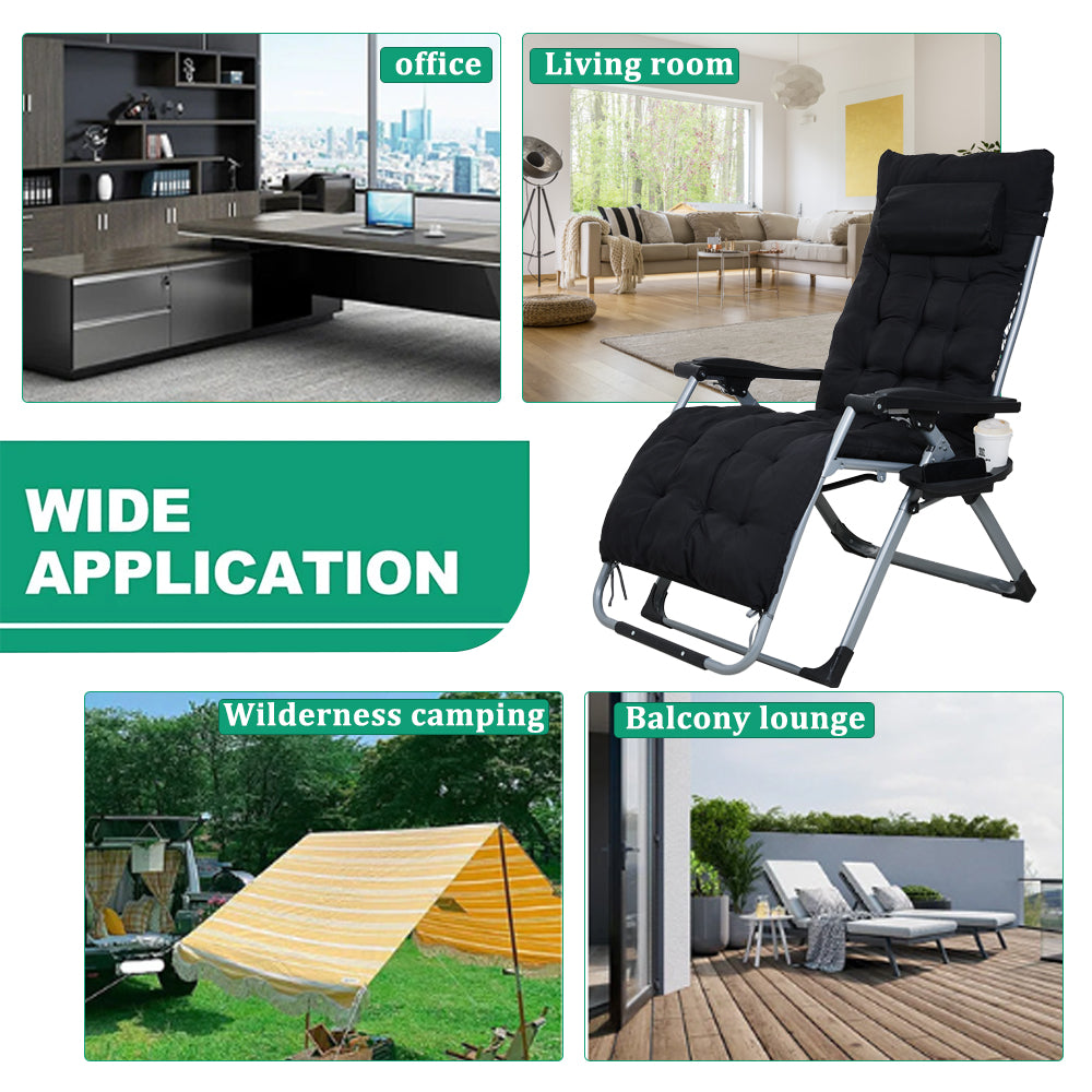 Zero Gravity Foldable Lounge Chair with Headrest & Cup Holder