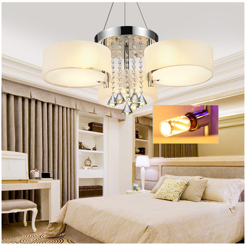 3/5 heads lights of Modern Round Acrylic LED Semi Flush Mount with Crystal Accent