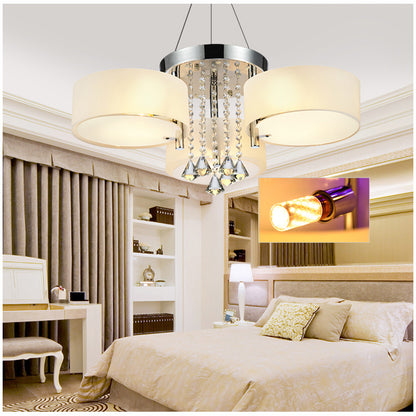 3/5 heads lights of Modern Round Acrylic LED Semi Flush Mount with Crystal Accent