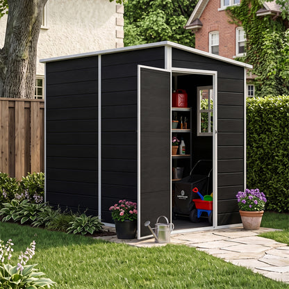 4 x 8 ft Plastic Garden Storage Shed with Pent Roof & Single Door