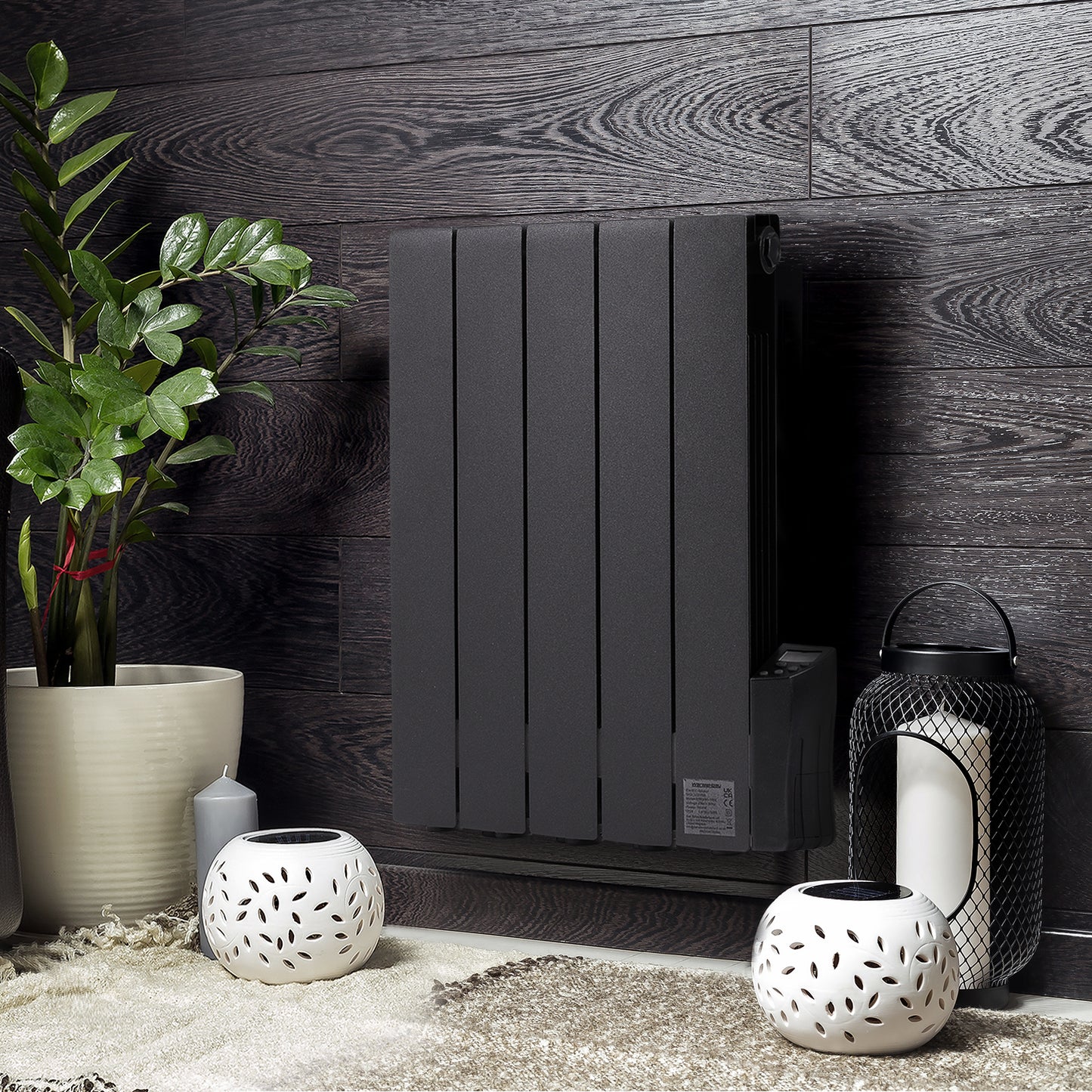 Black 900W Electric Oil Filled Radiator Space Heater with LED Screen