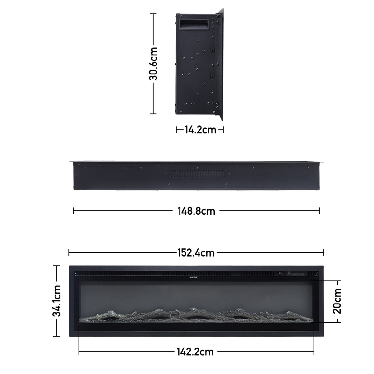 1800W Electric Fireplace with Wifi & Remote Control